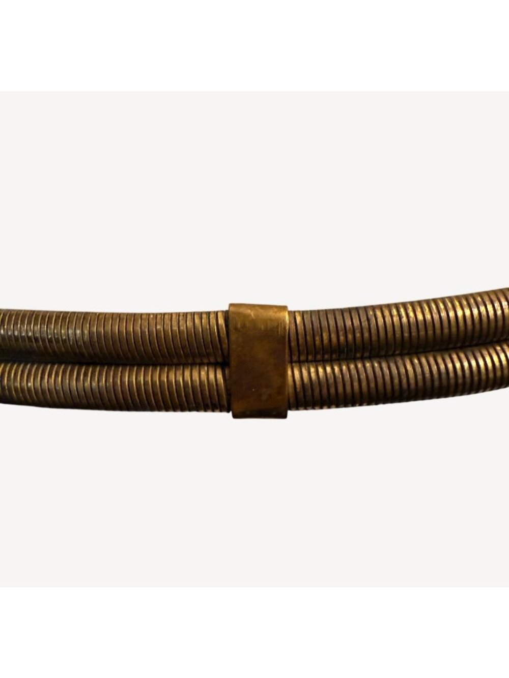 Vintage 1980s Coil Belt Gold Tone Double Strand Stretch Snake Chain 25" To 32" - Picture 3 of 8